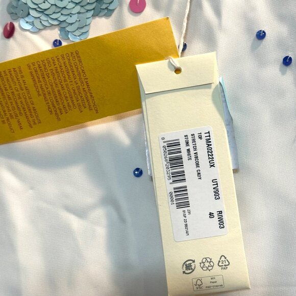 MARNI $1495 Sequin-embroidered Blouse STRETCH VISCOSE CADY Size 40 US 4 - Picture 7 of 16